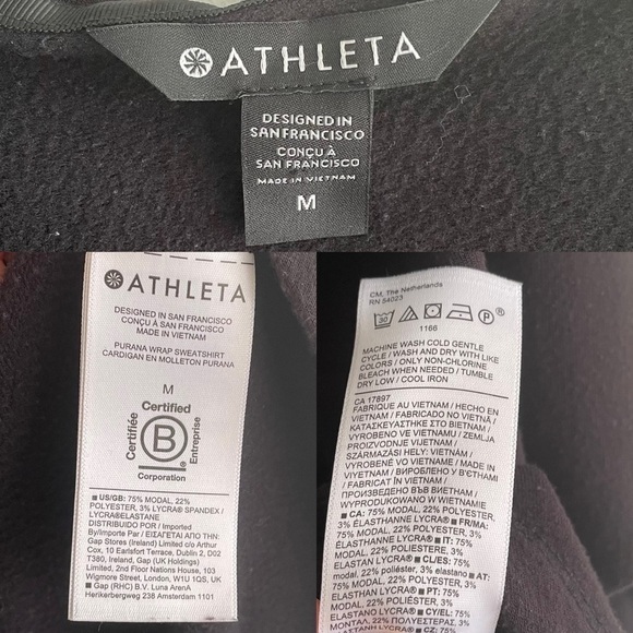 ATHLETA Purana Draped Wrap Sweatshirt Hood Black M - Picture 4 of 4